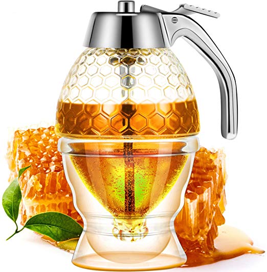 Honey Dispenser Juice Syrup Pot Jar For Kitchen Bee Drip Storage 200ML (NW000152)