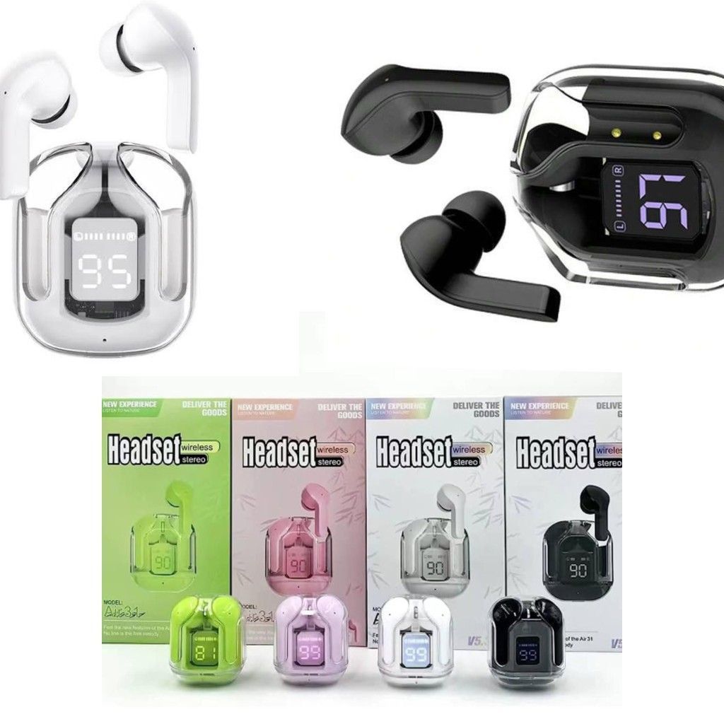 Air31 Earbuds Wireless Crystal Transparent Body | Air 31 Bluetooth Ear Bud