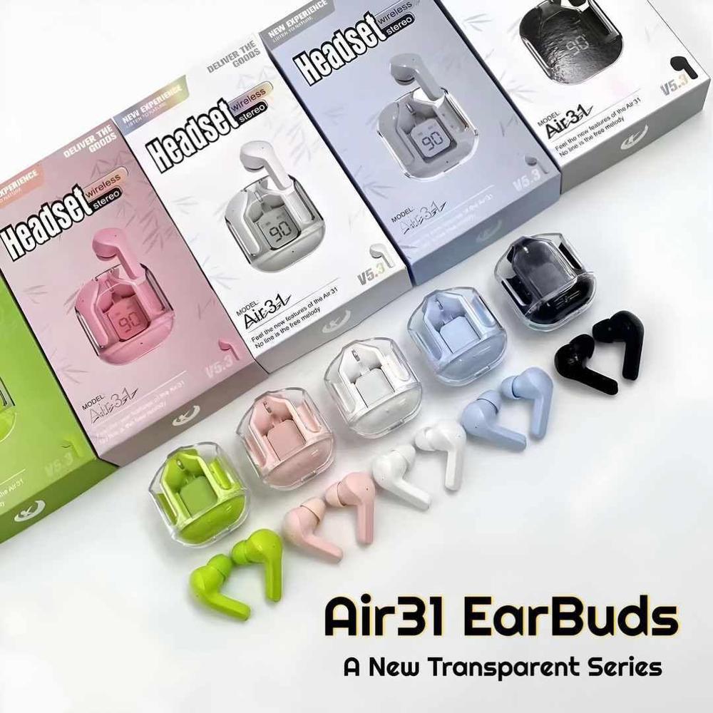 Air31 Earbuds Wireless Crystal Transparent Body | Air 31 Bluetooth Ear Bud