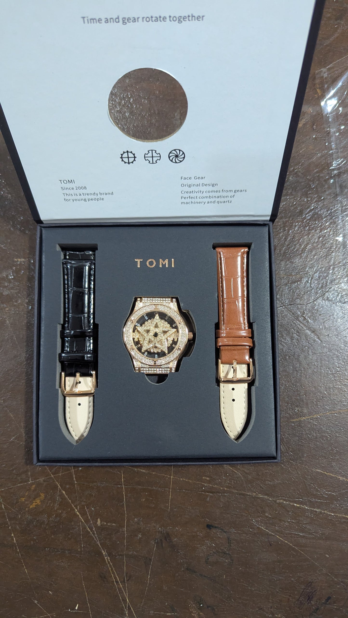 TOMI Face Gear Dual Strap Luxury Watch