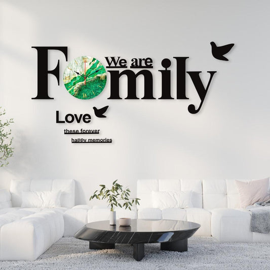 We Are Family with Birds Wall Clock Design Decoration For Home