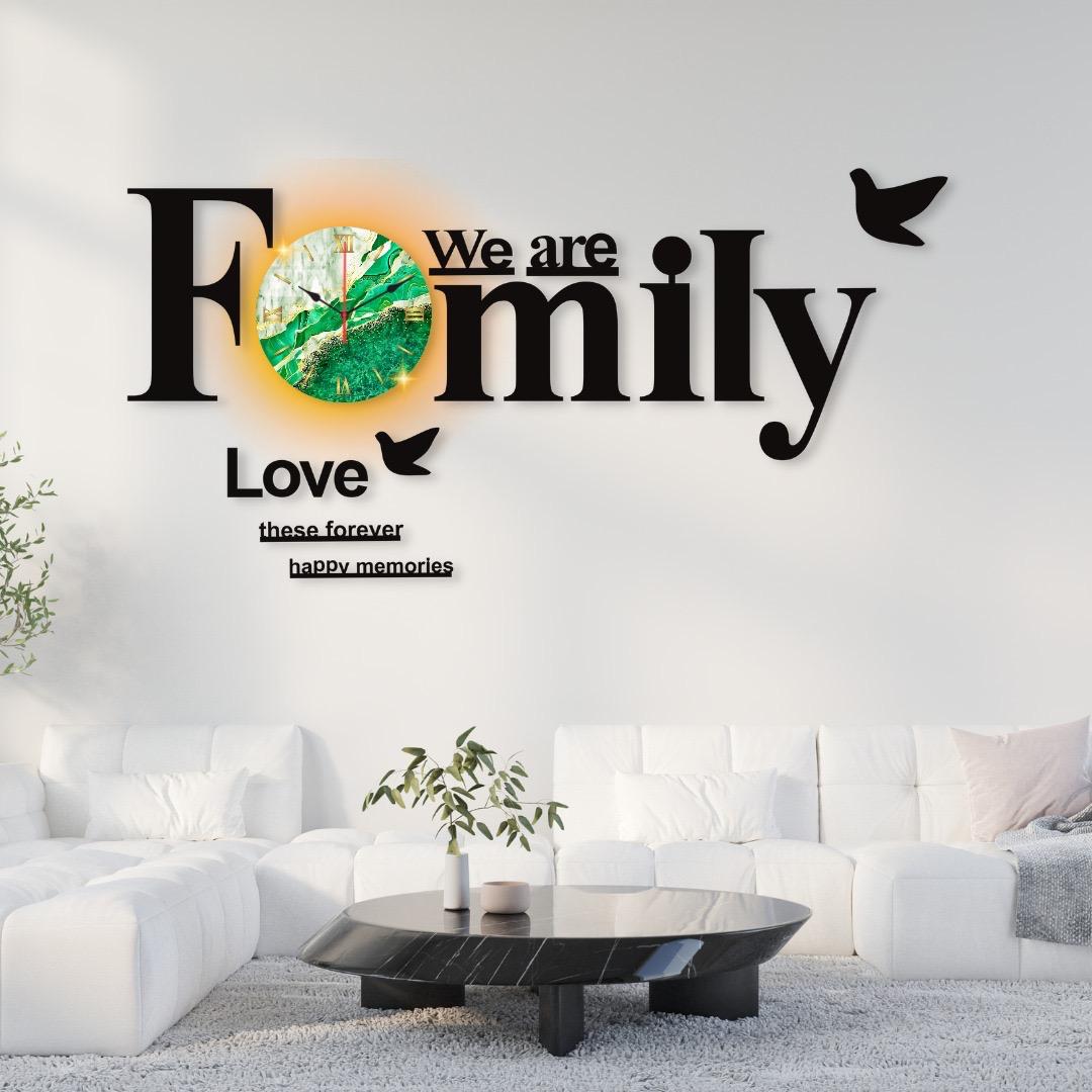 We Are Family with Birds Wall Clock Design Decoration For Home